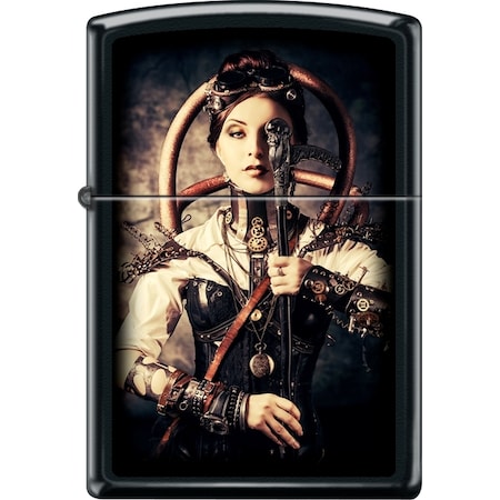 Zippo 2024 Zippo Custom Black Matte Steampunk Woman Gun ZIP-218CI018406
